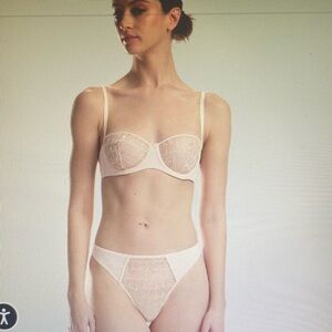 Wolford Balconette Logo Obsessed Bra & Briefs, Light Blush Size: 34D; Briefs: XS